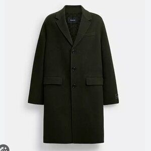 Coach Double-Face Wool Blend Coat, Dark Green, Unisex, Size XS